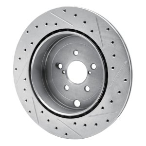 Subaru BRZ Brake Rotor (1) - Rear Left - R1 Concepts - Drilled & Slotted - Silver - `17-`25